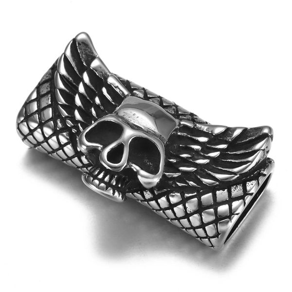 

stainless steel punk wing skull slider beads 126mm hole slide charms for men leather bracelet jewelry making diy accessories bbyfwi, Bronze;silver