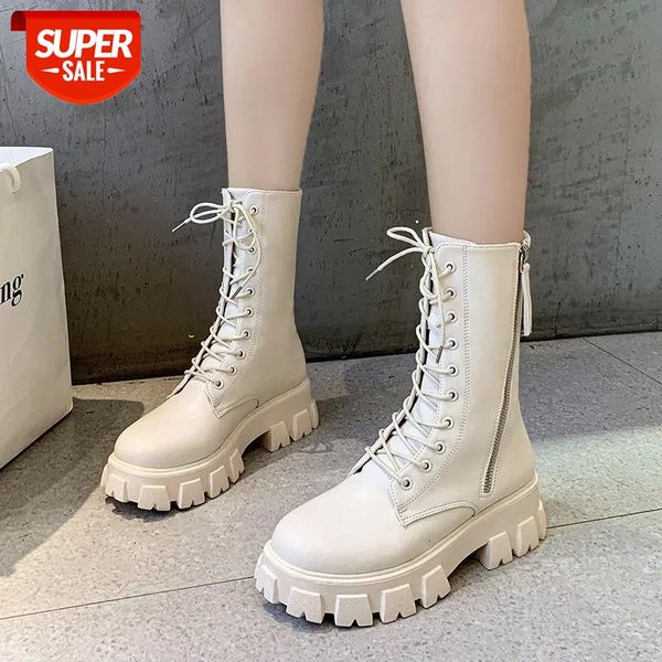 

lucyever fashion platform black pu leather ankle boots for women autumn winter shoes woman thick bottom zipper motorcycle botas #tg34