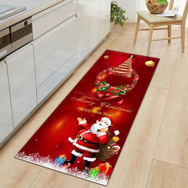 

christmas pattern kitchen mat bedroom entrance doormat living room carpet 3d home floor decoration bathroom non-slip rug^1