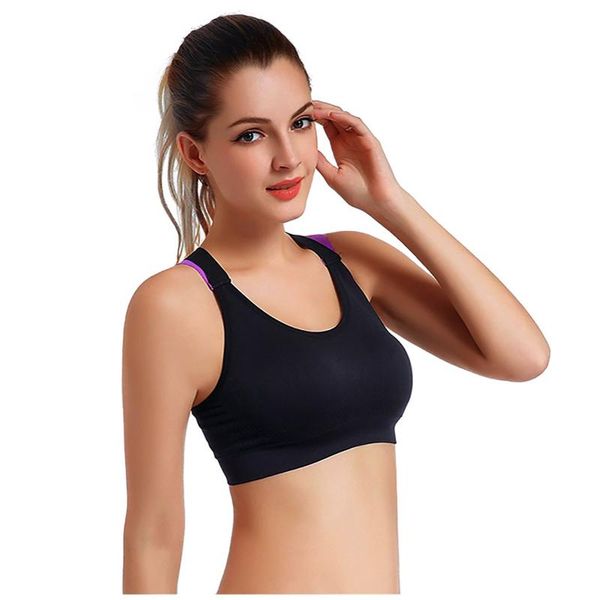 

women's traceless cross vest yoga running sleeping fitness underwear seamless stretch bra padded workout gym yoga vest, White;black