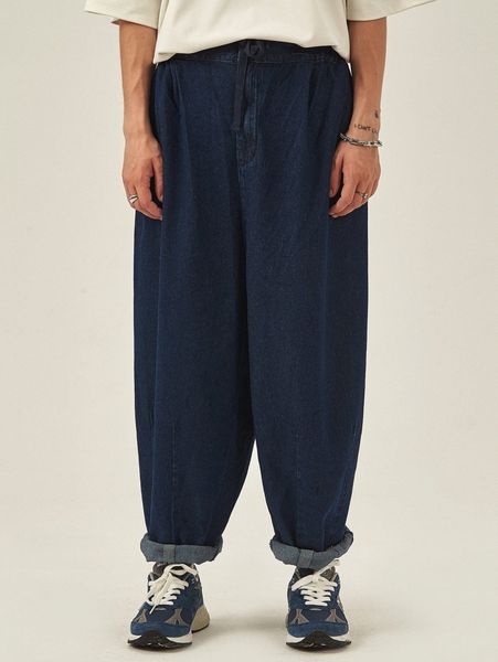 

extended sizes men rolled hem harem jeans n2vr#, Blue