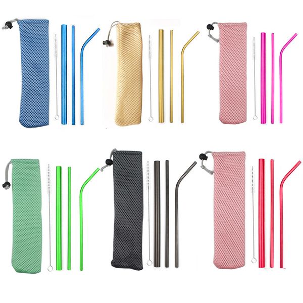 

whosale 215*6 cm 304 stainless steel reusable metal drinking straw for party bar accessories bent straight strawsoutletf5p4