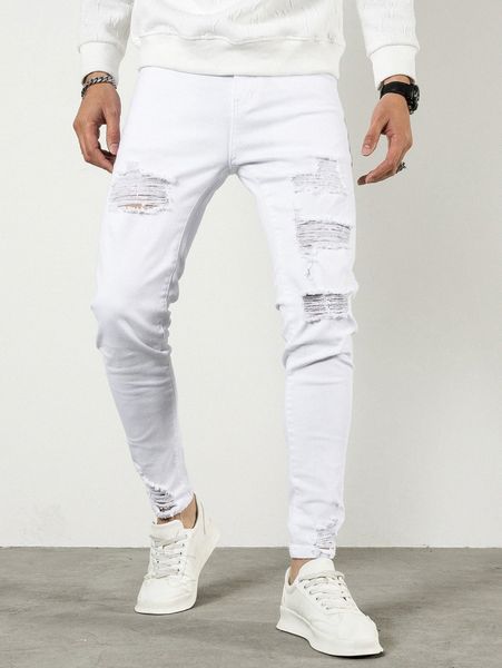 

men ripped frayed skinny jeans q1eq#, Blue