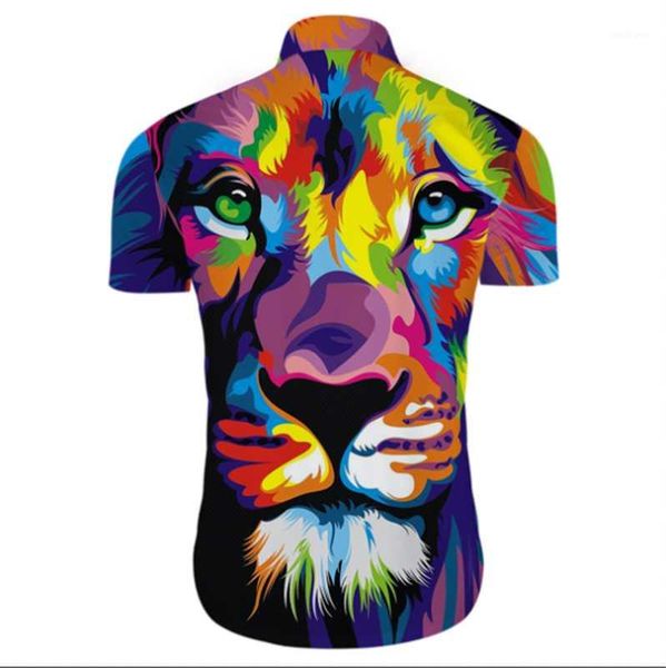 

kissqiqi 3d printed short sleeve shirt 2020 summer trend wild animal lion men's shirt maximum size 5xl1, White;black