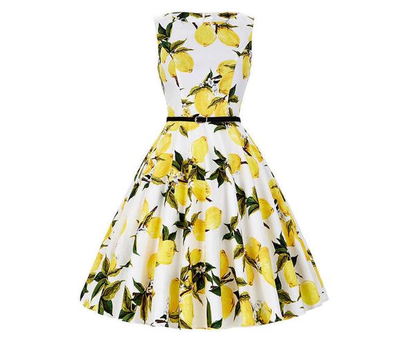 

women's 50s sleeveless round neck pullover hepburn cotton summer dress, Black;gray