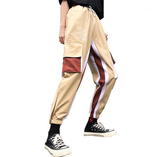 

the new spring and autumn national tide overalls women's summer style leggings sweatpants korean loose cargo pants1, Black;white