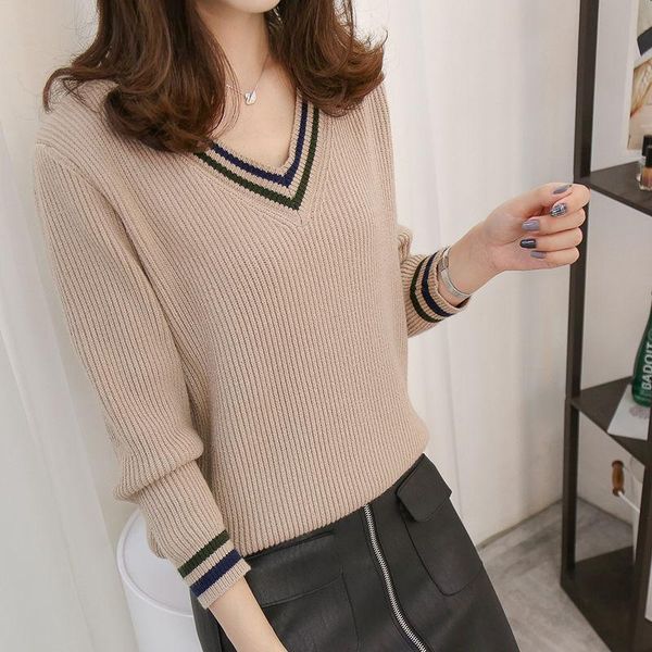 

women's sweaters 2021 winter pullover sweater women knitted plus size casual long sleeve female solid pullovers, White;black