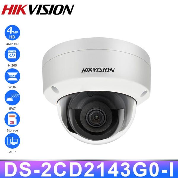 

hikvision ds-2cd2143g0-i hd 4mp h.265 poe ip camera security ir fixed dome network webcam with sd card slot wdr ip67 outdoor cam