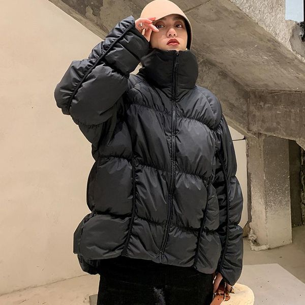 

2020 new design luxury women's jacket 90% white duck down jacket casual loose coat warm oversized female cold winter outwear1, Black