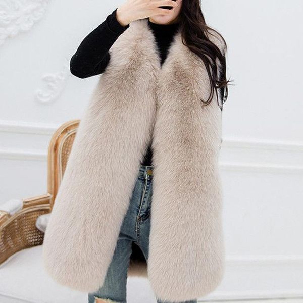 

women 2021 autumn winter new fashion faux fur coat female waist coat fur gilet ladies fake jacket casual warm slim vest c289, Black