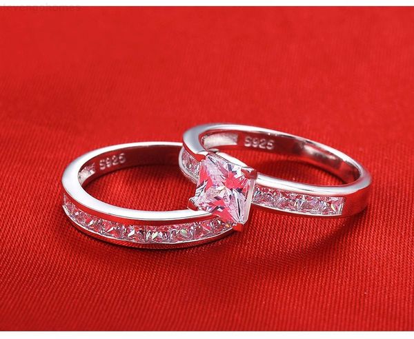 

new real 925 sterling ring set for women silver wedding engagement jewelry wholesale n64