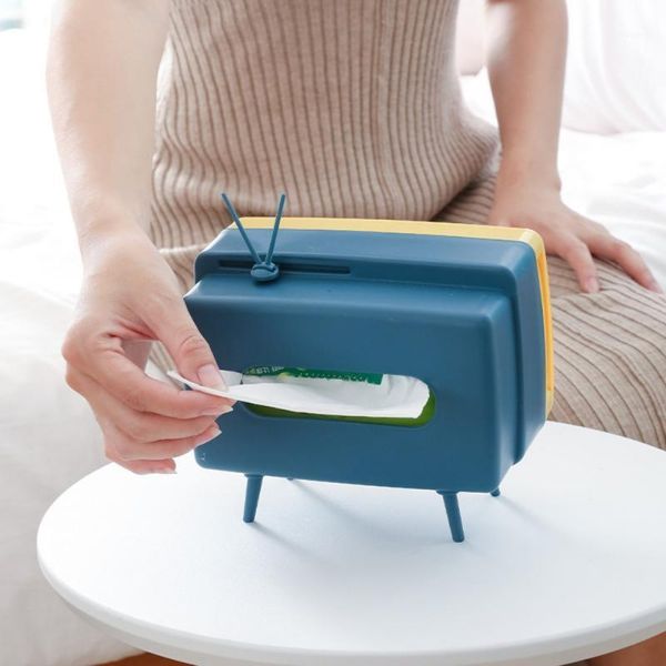 

tv shape tissue box rectangle paper towel holder desknapkin storage container kitchen tissue tray mobile phone rack cocina1