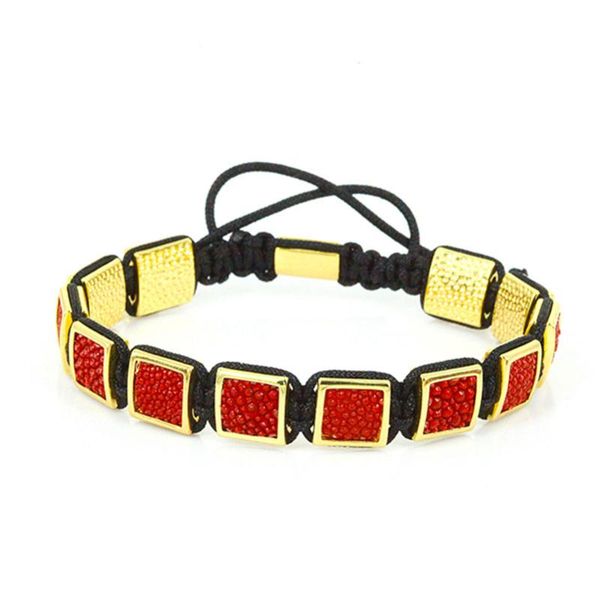 

men hand bracelets anil arjandas jewelry 2020 cz leather inlay beads square charms braiding macrame bracelets pulseira masculina, Golden;silver