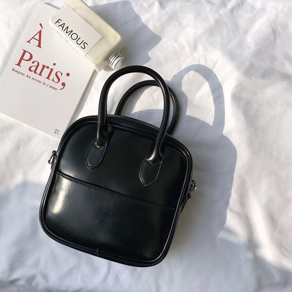 

fashion women's bag designer small black handle pu leather woman
