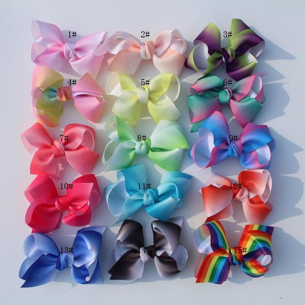 

hair accessories 120ps arrival 16pcs little girls 5'' grosgrain ribbon bows boutique rainbows with alligator clips, Slivery;white