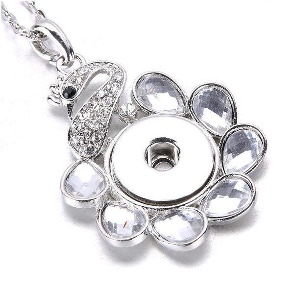 

new snaps jewelry vintage metal snap button necklaces 18mm 20mm snap pendant necklace for women girls snap button jewe bbyjci, Silver