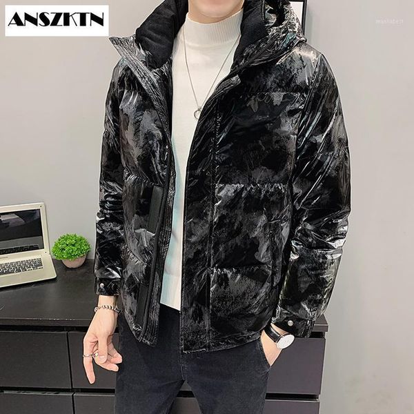 

anszktn new arrivals worth buying outdoor ski wear men down jacketfashion thick warm parkas casual white duck down coats1, Black
