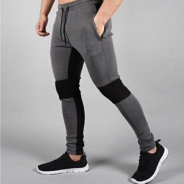 

selling product in 2020 new autumn fitness sports men's trousers training running casual color matching pants men's clothing, Black