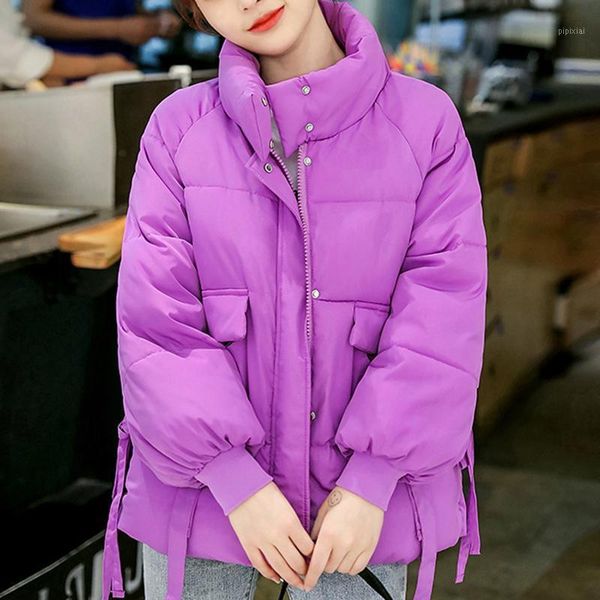 

winter short parka stand collar women warm coat hooded jacket solid slim outwear clothes female parka manteau femme hiver1, Black