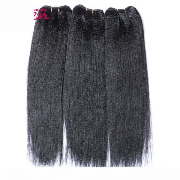

brazilian light yaki hair bundles virgin human hair coarse yaki india yaki weaves 100% unprocessed hair natural color 3 pieces ing, Black