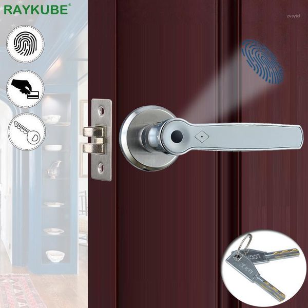 

smart lock raykube biometric fingerprint 13.56mhz ic card knob deadbolt keyless electronic door for home office r-s1581