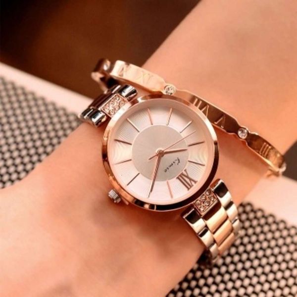 

kong simple new year gift hong and generous women's chain watch waterproof watch accessories watch 6133, Slivery;brown