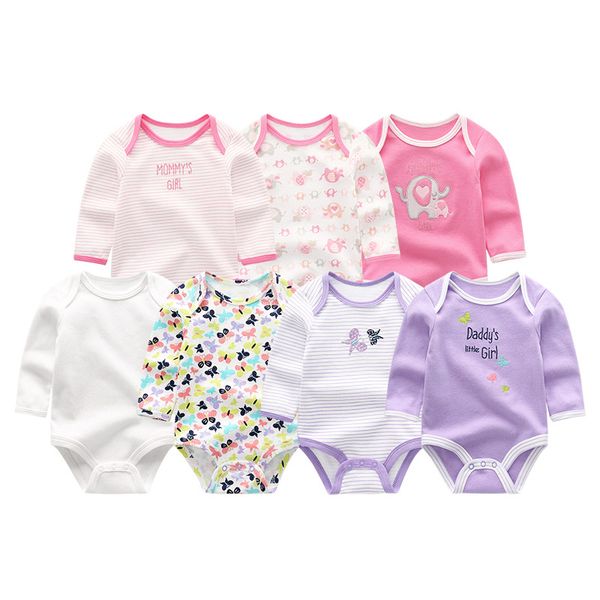 

7pcs/sets baby boys rompers clothes cotton newborn girls long sheeve roupa de bebe costume 3 6 9 12m baby pajamas 201029, Blue