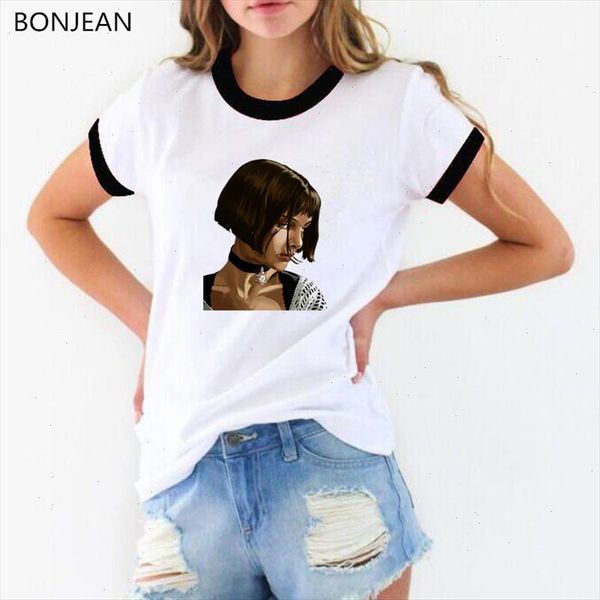 

leon the professional t shirt women cool mathilda printed tshirt ulzzang tumblr clothes harajuku head portrait female t shirt, White