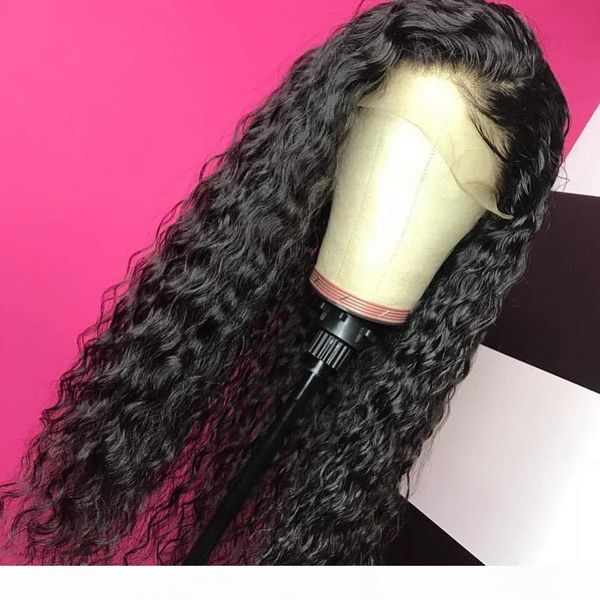 

long lace front synthetic hair wigs soft black curly wig 26 inch cosplay preplucked high ponytail heat resistatn fiber wig