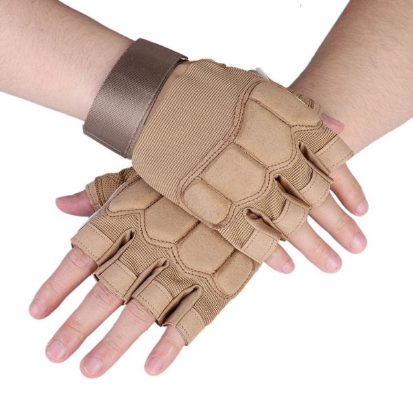 

outdoor tactical army combat military bicycle fingerless paintball half finger camping hunting cycling gloves, Black