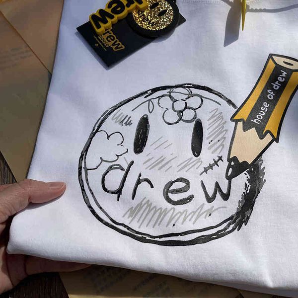 

men's t-shirts drew short sleeve house pencil high street fog tested justin bieber same ins couple fashion t-shirt fne9, White;black