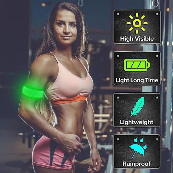 

light up led armbands for running reflective gear flashing led sports wristbands luminous armband sports wristband, Black;gray