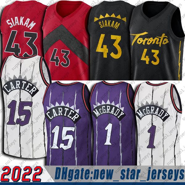 

vince 15 carter tracy 1 mcgrady jersey throwback basketball pascal 43 siakam jerseys retro mesh sports uniform, Black;red