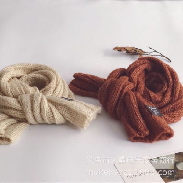 

same solid mo letter label ins children's scarf cover cute versatile soft baby wool neck k0me, Red;brown