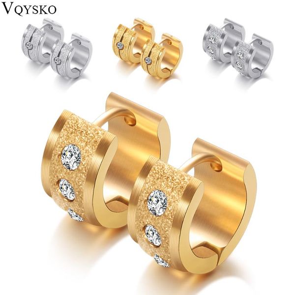 

hoop & huggie factory price stainless steel wedding earrings pendientes jewelry small round women crystal, Golden;silver