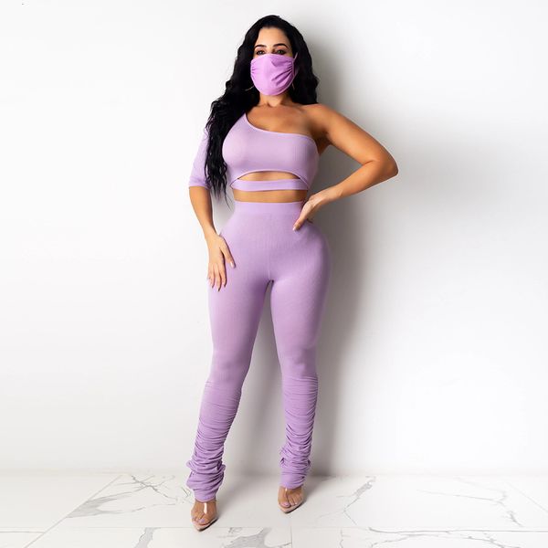 

early autumn 2021 new elastic thin pit strip off shoulder tight women's two piece set 8476 swimsuit bandage bathing suits pad