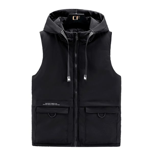 

winter down vest men 2020 casual waistcoat men's sleeveless jacket plus size 5xl warm men's vest overcoats cotton vest hoodie c121, Black;white