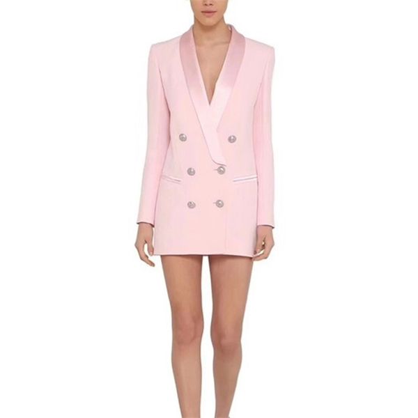 

excellent quality baroque designer blazer for women shawl collar lion buttons double breasted long blazer lj201214, White;black