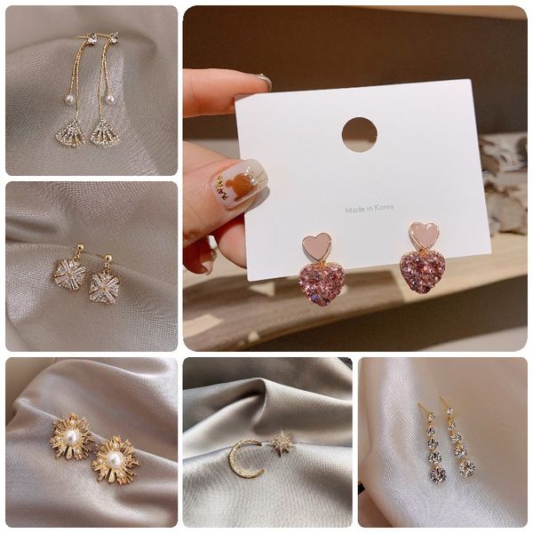 

npkds new super fairy air sulong temperament pearl earrings with stars moon earrings women ladies jewelry, Golden