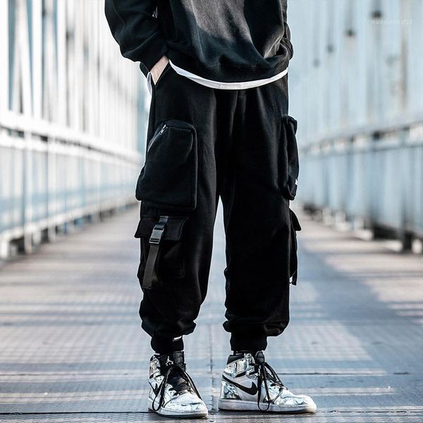 

men's pants casual men's clothes harajuku hip hop jogger cargo plush thick autumn winter sports sweatpants techwear streetwear tro, Black