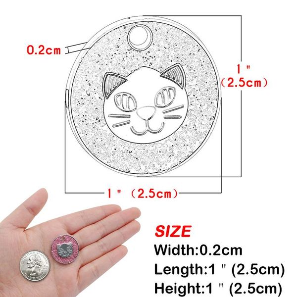 

glitter dog cat id tag custom engraved round tags for cats pet kitten collar accessory anti-lost puppy dogs name phone t wmtbeh