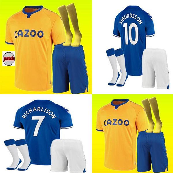 

20 21 evert soccer jerseys home third away 2020 2021 sigurdsson digne cenk tosun andre gomes gbamin man+ kids socks, Black;yellow