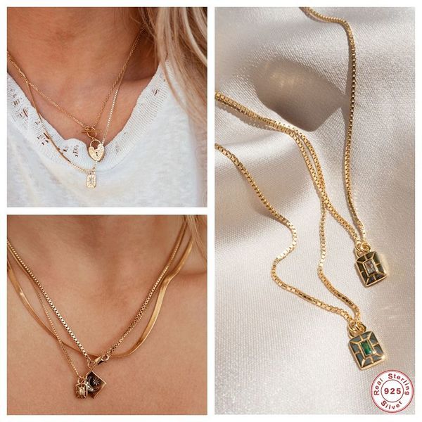

aide bling luxury clavicle chain 925 sterling silver necklace for women fine jewelry choker necklace collares bijoux wholesale q0531