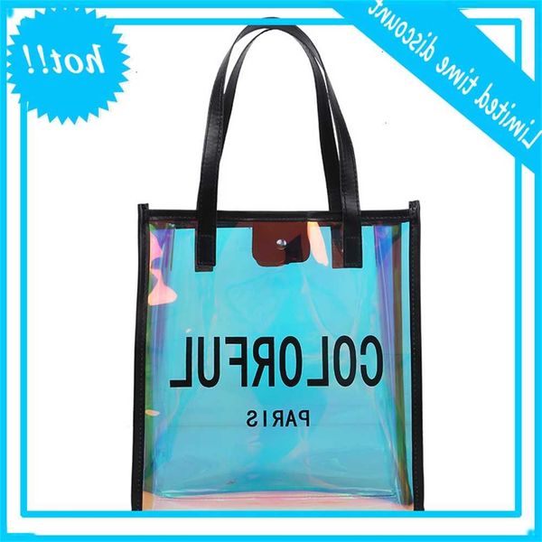 

women transparent new multi-function color handbag messenger shoulder bag laser large capacity handbags