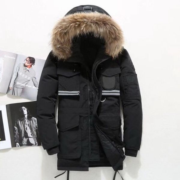 

men women winter down jacket hooded coat long jacketwinter coat down clothes puffer jacket sportwear outfit hooded outfit winter coat-2, Black