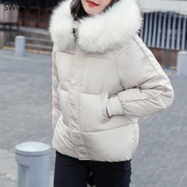 

swqzvt winter warm short women coat 2021 thicken pocket student style women winter parkas black blue ladies clothes jacket