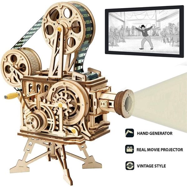 

robotime diy real film projector wooden model building kits 3d wooden puzzle gift toys for children lk601 factory direct sales y200413