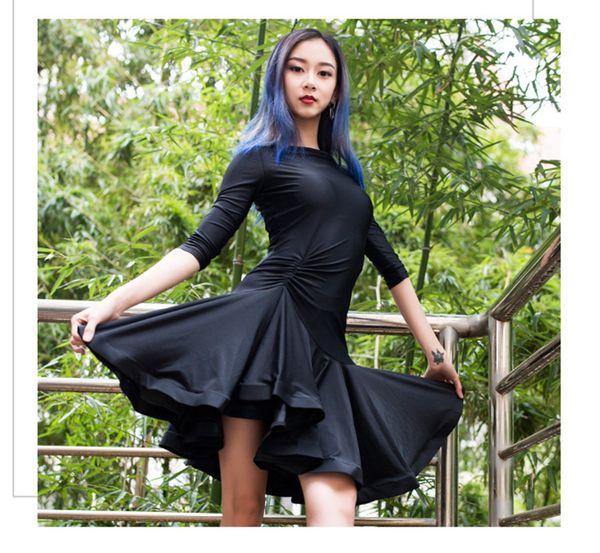 

ew latin dress practice dress 2021 women modern dancing dress ladies party dance costume latin dance clothes women, Black;red