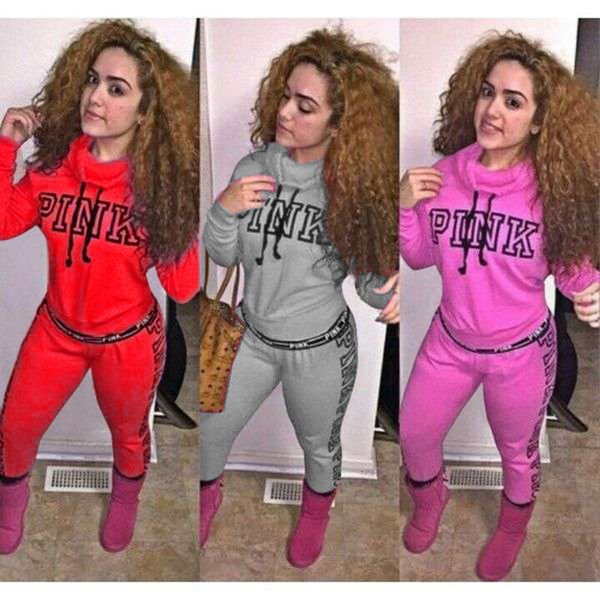 

7143 women's positioning printing pile neck sports leisure suit, Gray