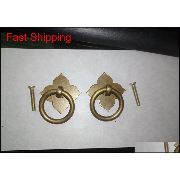 

2sets door or furniture pull brass copper drawer knobs clover handl qylluv bdenet